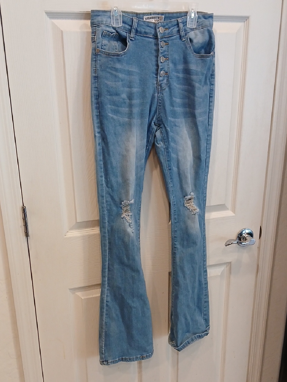 Celebrity Ace Light Blue High-Rise Distressed Flare Jeans